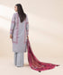 Unstitched Women's Printed Cotton Blue 3 Piece Suit